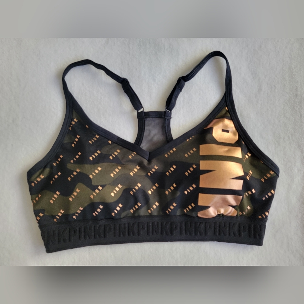 NWOT PINK Ultimate Lighty Lined Sportsbra- Black/Camo - MED